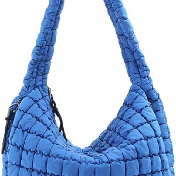 Quilted Nylon Puffer Tote Bag Women Large Crossbody Shoulder Travel Work - Picture 1 of 8